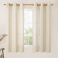 63 Inch Length Beige Linen Curtains by LAMIT