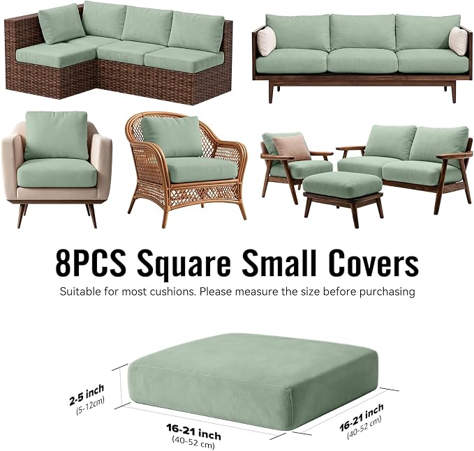 8Pcs Outdoor Cushion Covers, Stretch Patio Furniture Couch Chair Slipcovers | - Image 2