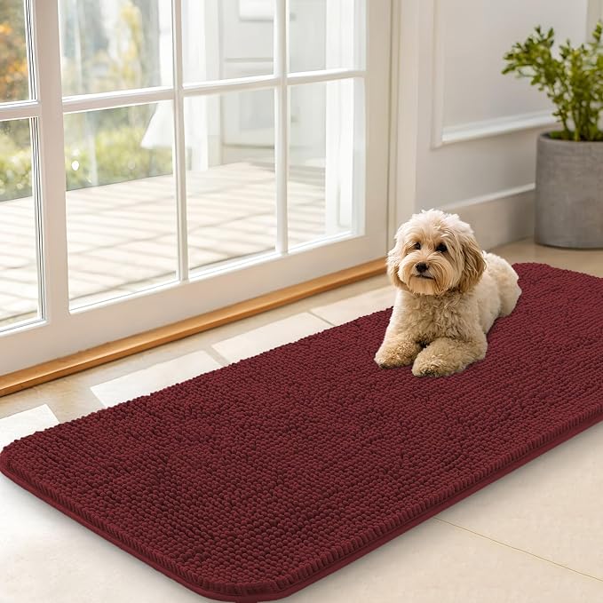 OLANLY Dog Door Mat for Muddy Paws 47x20, Super Absorbent Chenille Mud Mat | by OLANLY