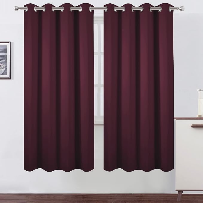 Burgundy Red Thermal Blackout Curtains/52 x 72 Inch/Set of 2 Panels Room by Lemomo