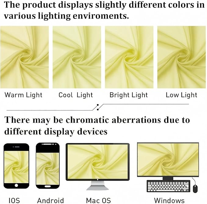 Goose Yellow Sheer Curtains 54 Inch Length 2 Panels, Voile Light Filtering - Image 7