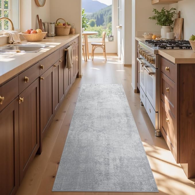 2x6 Ft Washable Runner Rug, Non-Slip Low Pile Hallway Kitchen Area Rug - Image 4