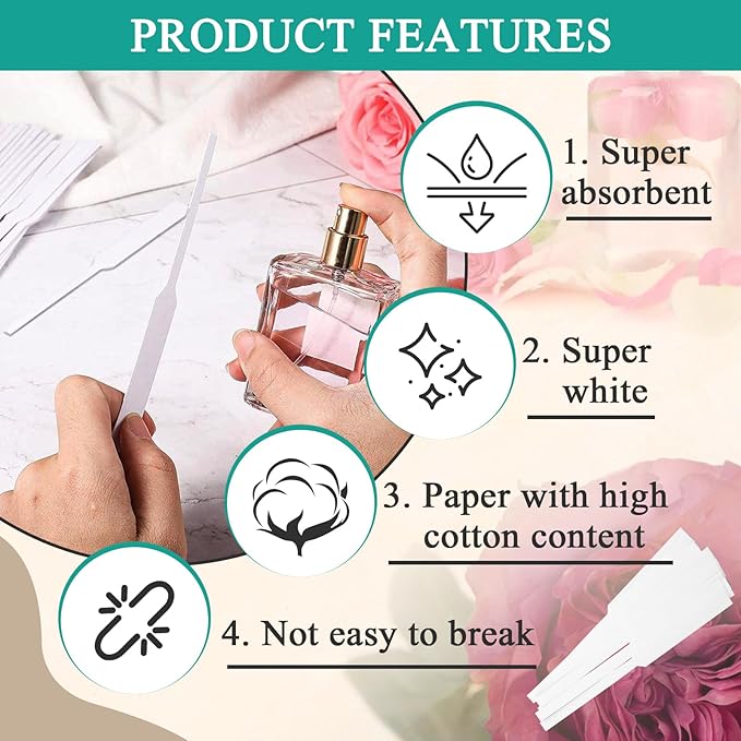 2200 Pieces Perfume Tester Strips - Perfume Blotter Essential Oils Paper Test Strips -Premium Fragrance Tester Strips for Scent Evaluation - Fragrance Strips for Aromatherapy & Spice Oils (White)
