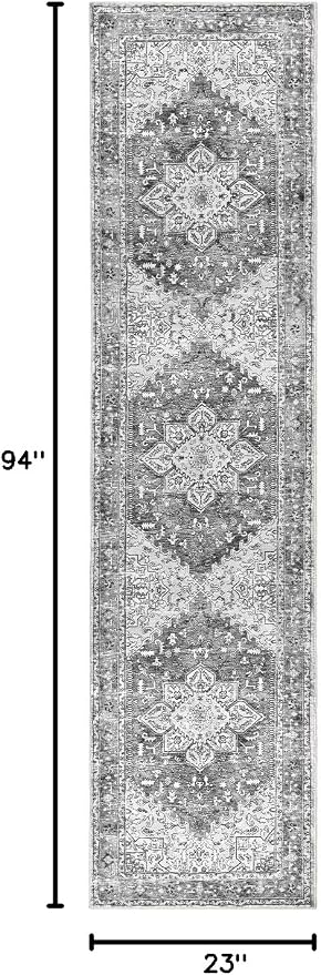 Yamaziot Washable Runner Rug, 2x8 Non-Slip Boho Vintage Hallway Kitchen Rug | - Image 2