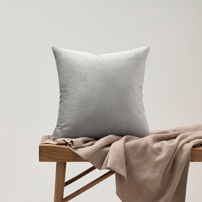 GIGIZAZA Silver Grey Velvet Throw Pillow Covers 22x22 Pack of 2 | Decorative - Image 7