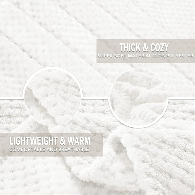 Exclusivo Mezcla Soft Waffle Fleece Bed Blanket Queen Size, Cozy Flannel - Image 7
