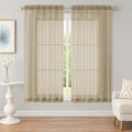Sheer Taupe Curtains, Sheer Curtains 63 inch Length 2 Panels Set, Rod Pocket by OWENIE