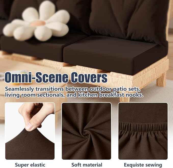 8Pcs Outdoor Cushion Covers, Stretch Patio Furniture Couch Chair Slipcovers | - Image 4