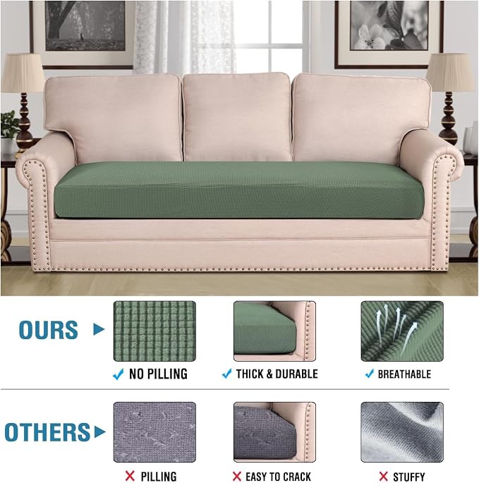 H.VERSAILTEX Super Stretch Individual Seat Cushion Covers Sofa Covers Couch - Image 2