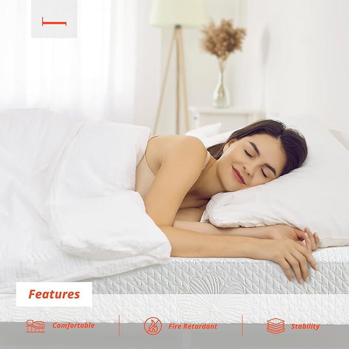 PrimaSleep Queen Mattress, 6 Inch Gel Memory Foam Mattress, Gel Infused for Comfort and Pressure Relief, CertiPUR-US Certified, Bed-in-a-Box, Medium Firm, Queen Size