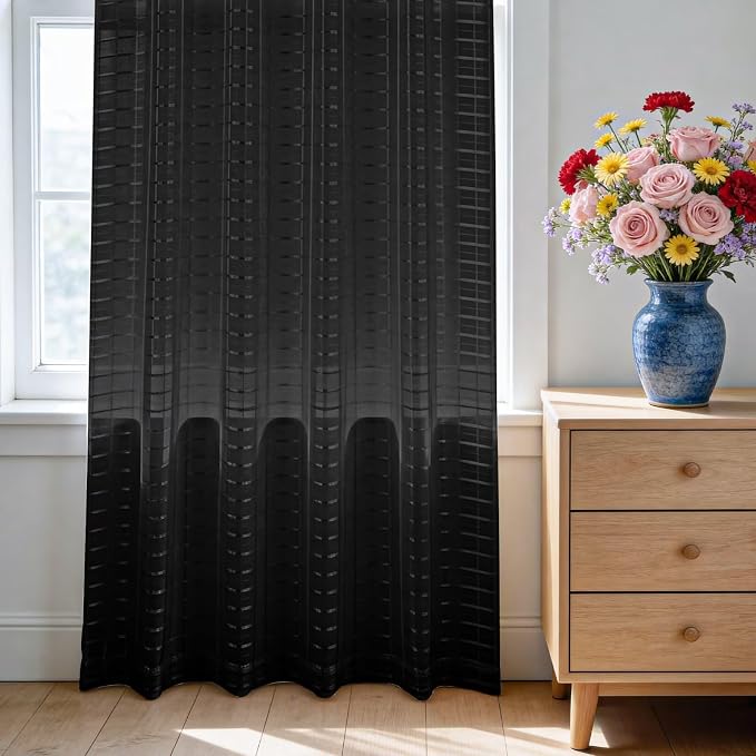 SpaceDresser Check Sheer Curtains 72 Inches Long - Image 3