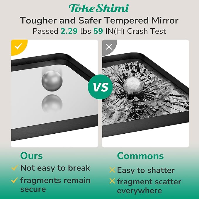 TokeShimi Black Bathroom Mirror 22x30,HD Tempered Glass,Matte Black Bathroom Vanity Mirror for Over Sink,Seamless Aluminum Framed Mirror Wall(Horizontal/Vertical)