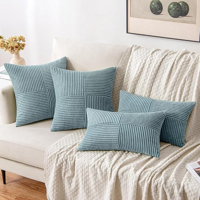 MIULEE Slate Blue Decorative Throw Pillow Covers - Image 4