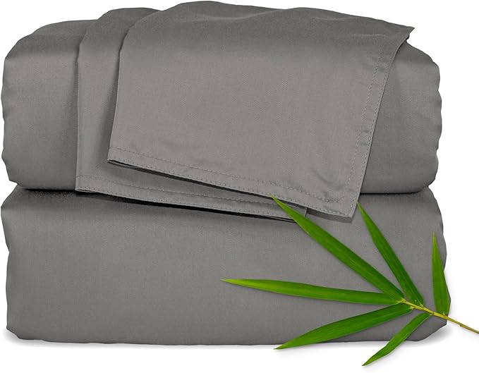 King Sheets by Pure Bamboo, Genuine 100% Organic Viscose Derived from Bamboo Bed Sheet Set, Luxuriously Soft & Cooling, Double Stitching, Lifetime Quality Promise (King, Graphite)