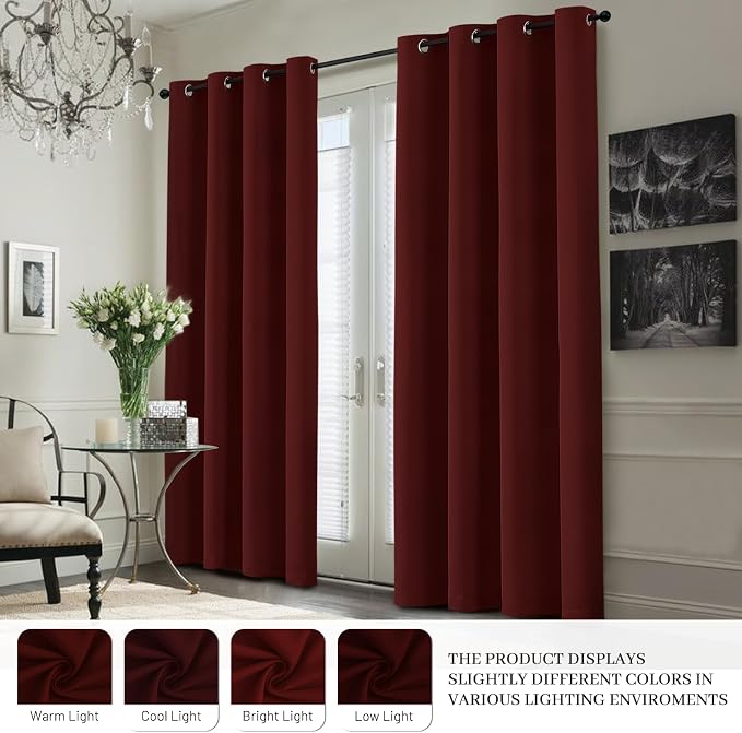Yakamok Burgundy Red Blackout Curtains 84 Inches Long - Image 7