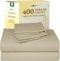 California Design Den Queen Sheet Set - Soft 400 Thread Count Sateen, Natural 100% Cotton Sheets with Deep Pockets, Cooling and Durable Bedding Set - Beige (Golden Tone)