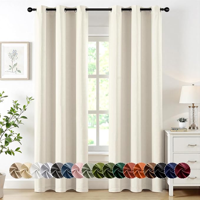 MIULEE Blackout Curtains for Bedroom 2 Panels 40 x 84 Inch Long Beige White | by MIULEE