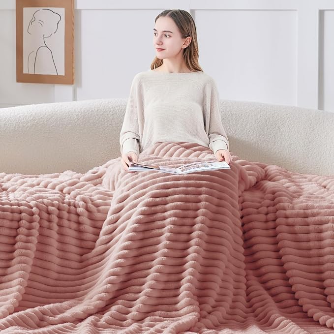BEDELITE Ribbed Fleece Throw Blanket - Image 3