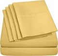 Sweet Home Collection 6 Piece 1500 Supreme Collection Brushed Microfiber Deep Pocket Sheet Set-2 Extra Pillow Cases, Great Value, Split King, Yellow