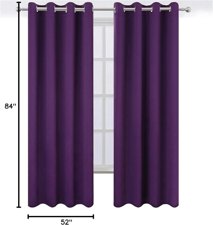 Purple Blackout Curtains 52 x 84 Inch Length/Set of 2 Curtain Panels/Thermal - Image 10
