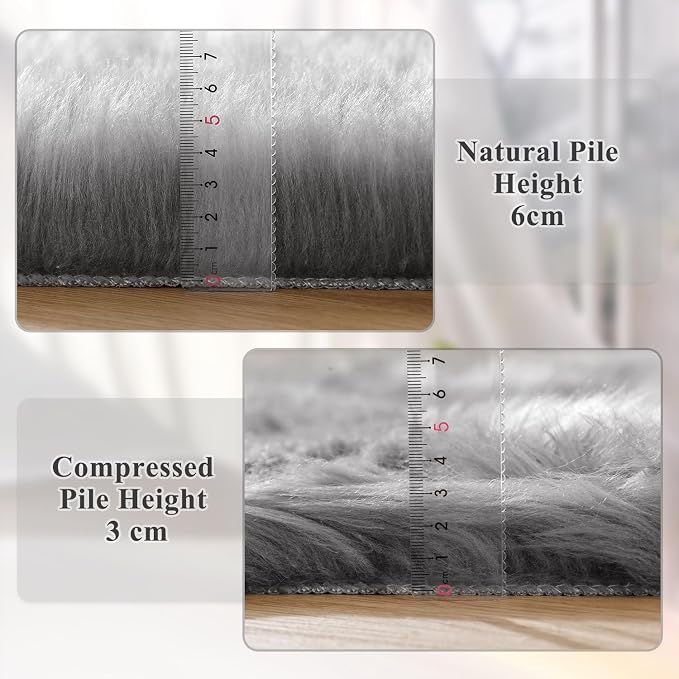 ORINOVA Silver Grey Faux Sheepskin Washable Shaggy Fur Area Rugs - Image 4
