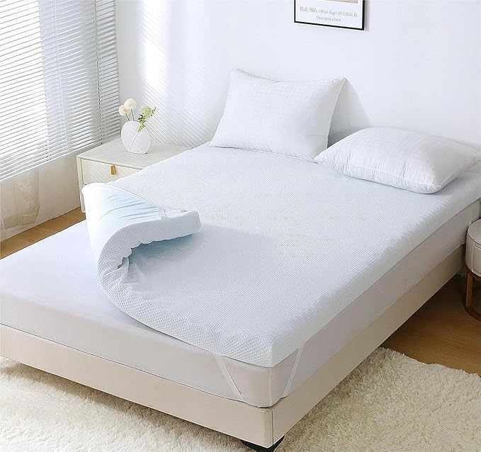 MUXHOMO 2 Inch 7-Zone Twin Mattress Topper, Egg Crate Foam Mattress Topper Twin Size for Back Pain, Lavender Cooling Gel Infused Bed Pad, CertiPUR-US and Oeko-TEX Certification (38"×75")