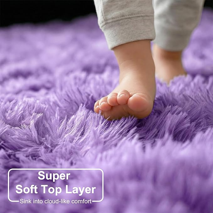 Amdrebio Purple Fluffy Kids Area Rug 4x6 - Image 4