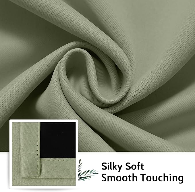 SimpleHome Light Sage 100% Blackout Curtains Room Darkening Living Room 84 | - Image 7