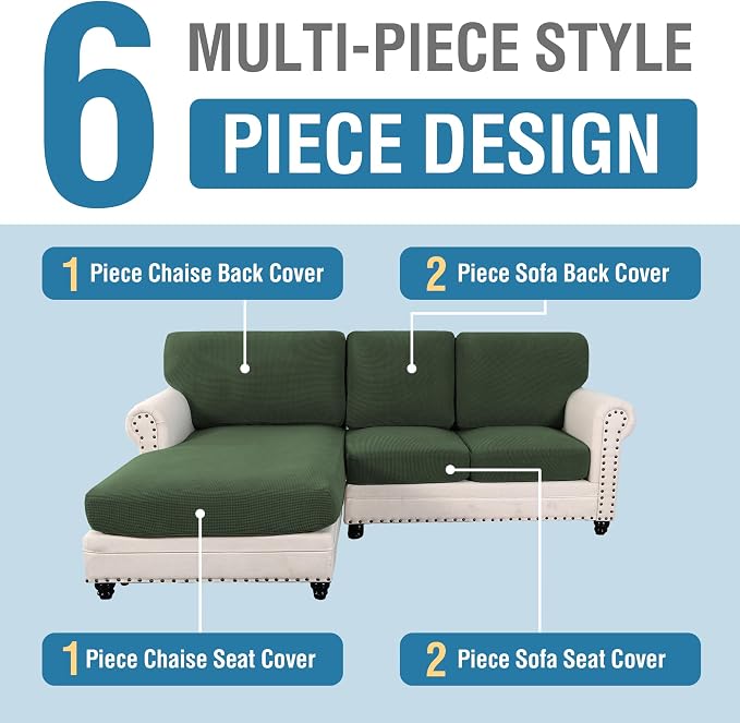 H.VERSAILTEX Sectional Couch Covers 6 Pieces Stretch Sofa Cover - Image 3