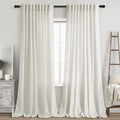 Extra Long Cream Linen Curtains 108 Inches Long 2 Panels Set by Nanspring