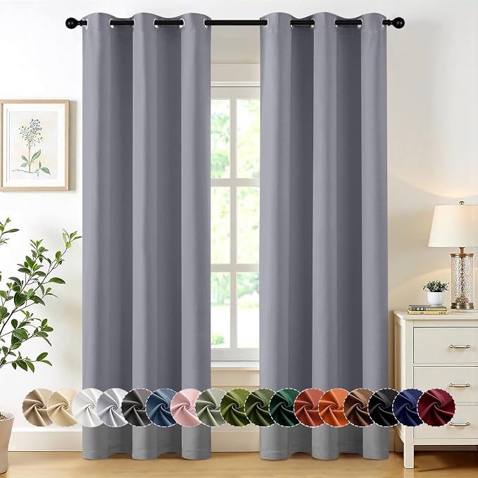 MIULEE Blackout Curtains for Bedroom 2 Panels 40 x 84 Inch Long Silver Grey | by MIULEE