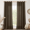 95 inches Long Linen Curtains for Living Room, Dark Brown Bronze Grommet Panels by LAMIT