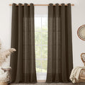 Dark Brown Sheer Linen Curtains by LAMIT