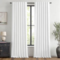 MIULEE 100% Blackout Linen Curtains 42 x 96 Inch Bright White 2 Panels | by MIULEE