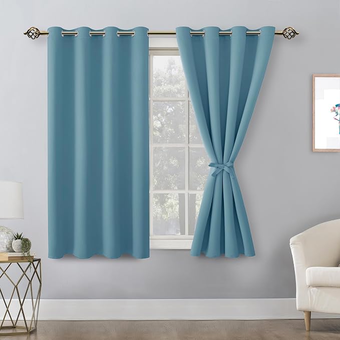 Blackout Curtains for Bedroom, Stone Blue, 52 x 45 Inch, 2 Panels | Thermal - Image 8