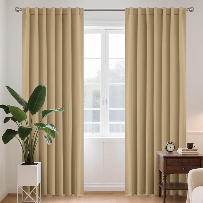 Joydeco White Blackout Curtains 96 Inches Long by JOYDECO