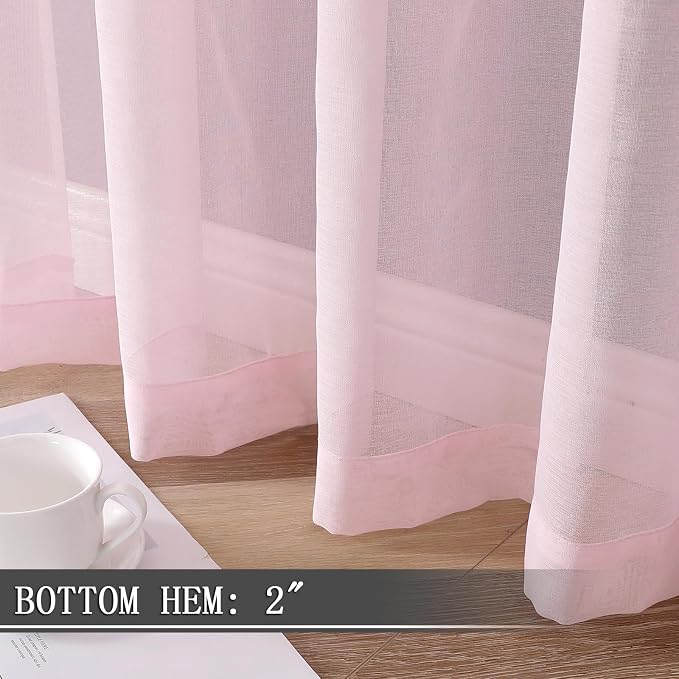 Tollpiz Sheer Tier Curtains Kitchen Linen Textured Half Curtain Sheers Light - Image 4