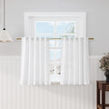 White 36 Inch Length Kitchen Curtains Linen Blend Back Tab Privacy Light by Nanspring