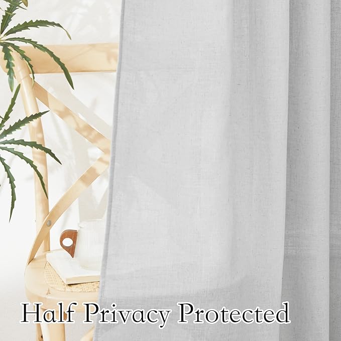 RYB HOME Sheer Curtains 102 inches, Extra Long Floor to Ceiling Curtains | Half - Image 4