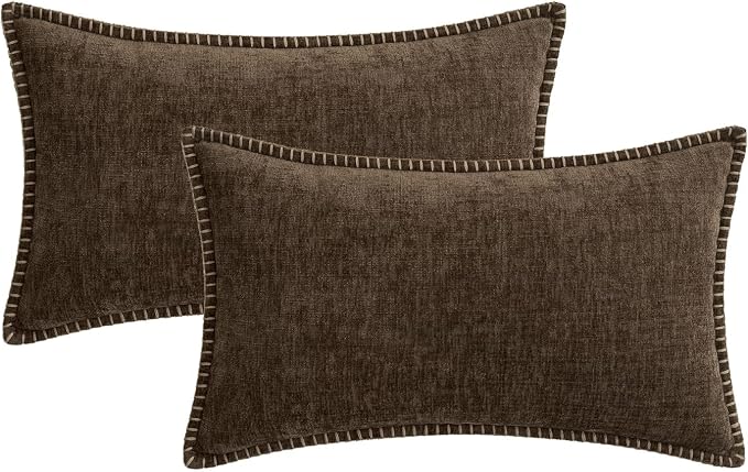 MIULEE Decorative Lumbar Throw Pillow Covers 12x20 Inch Brown 2 Pack | - Image 7