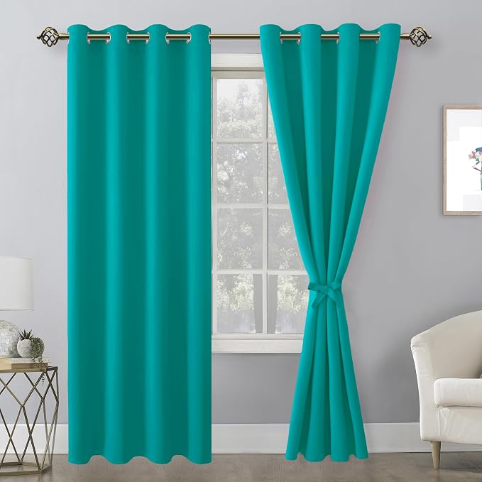 Blackout Curtains for Bedroom, Peacock Teal, 52 x 84 Inch, 2 Panels | Thermal - Image 8