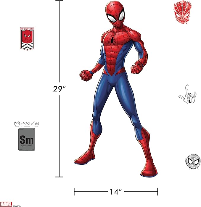 Marvel Spider-Man Wall Decal by Wall Palz, 25'' Vinyl Sticker with 3D Augmented Reality Interaction, Superhero Themed Room Decor for Boys