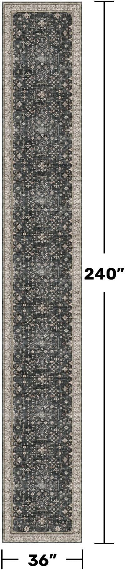Black Boho Washable 3x20 Extra Long Runner Rug - Image 2