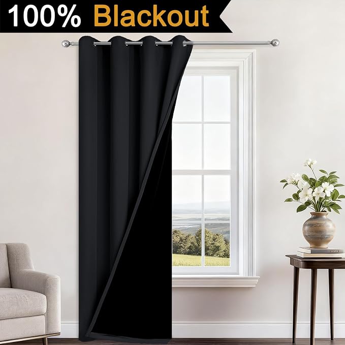 Yakamok Black Blackout Curtains 96 Inches Long - Image 2