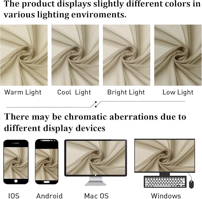 Taupe Sheer Curtains 72 Inch Length 2 Panels, Light Filtering Soft Solid Voile - Image 6