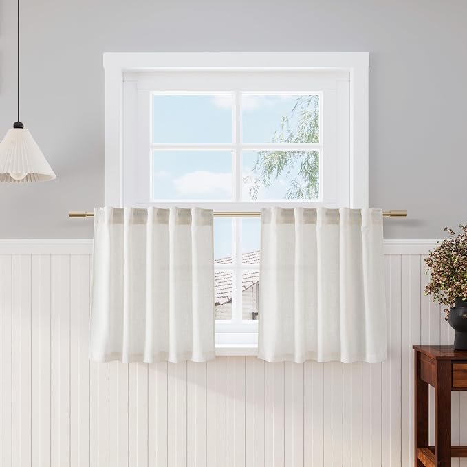 Cafe Linen Curtains 24 Inch Length by Nanspring
