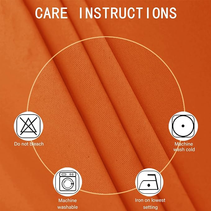 Blackout Curtains 66 x 54 Inch Long Orange Curtains Set of 2 Panels Room - Image 4