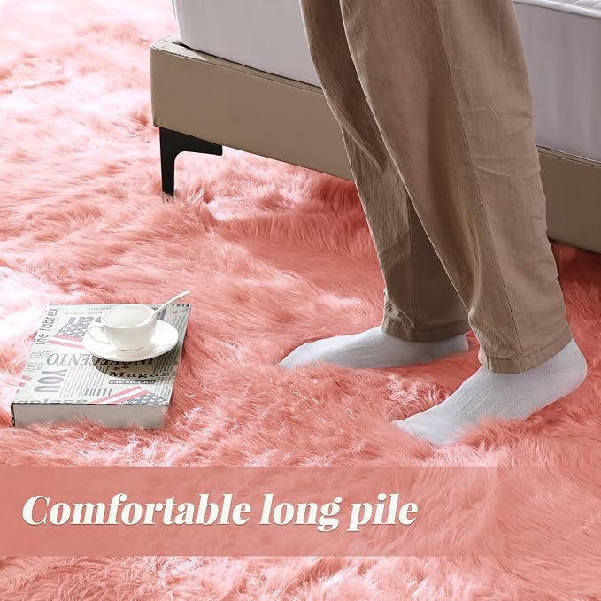ORINOVA Pink Shag Washable 5x7 Area Rugs - Image 2