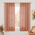 Terracotta Linen Semi Sheer Curtains 63 Inch by LAMIT