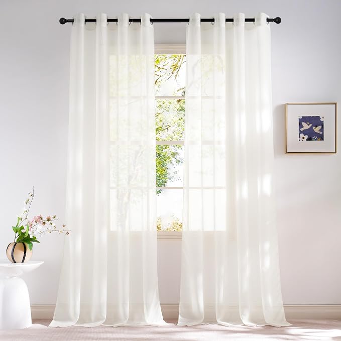 NICETOWN Natural Voile Sheer Bedroom Curtains 84 Inches Long, Grommet Airy & by NICETOWN